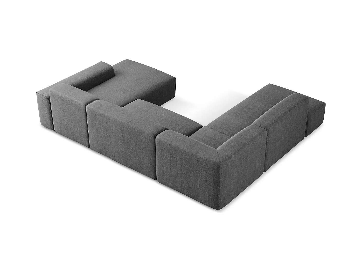 Panoramische hoekbank links van donkergrijs textuurstof - KELI