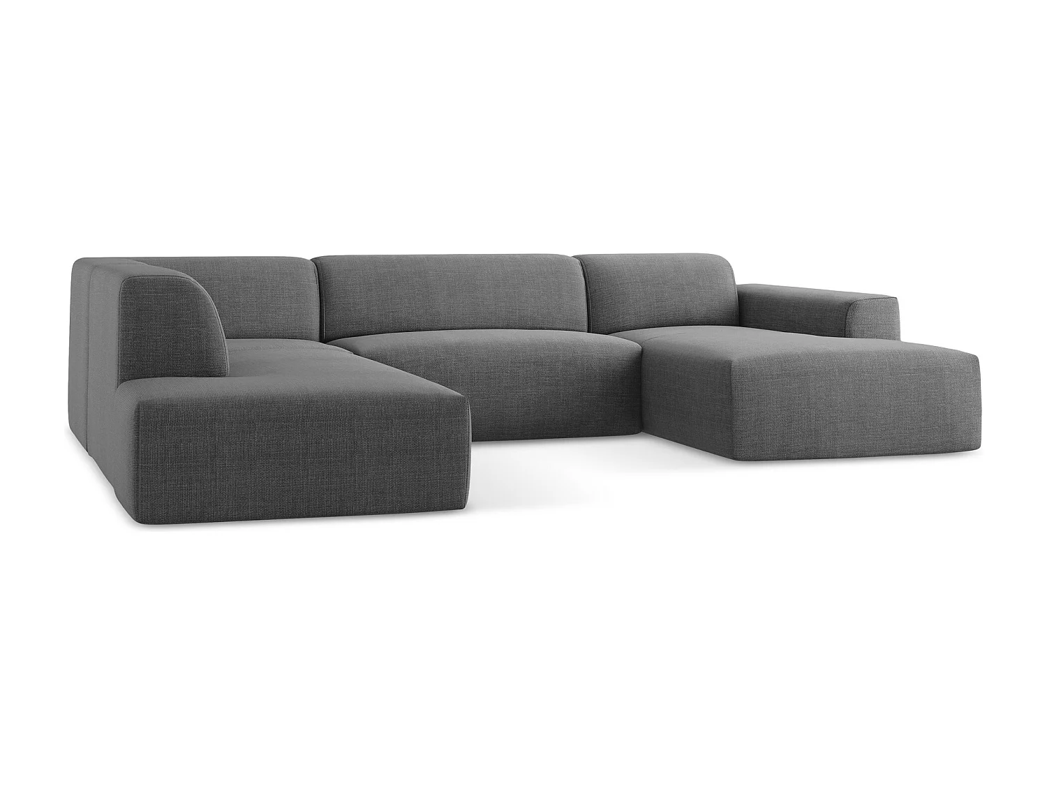 Sofa panoramiczna lewa - z tkaniny strukturalnej - ciemny szary - KELI