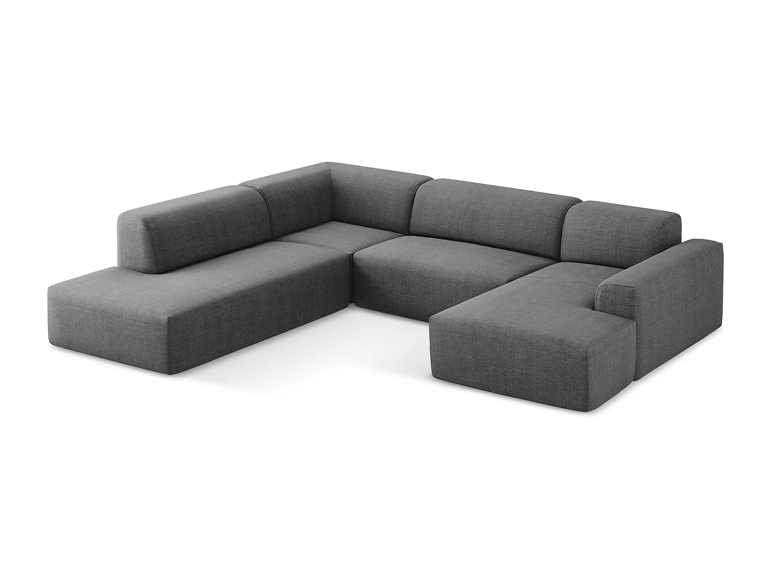 Sofa panoramiczna lewa - z tkaniny strukturalnej - ciemny szary - KELI