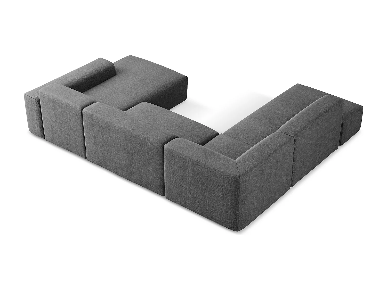 Sofa panoramiczna lewa - z tkaniny strukturalnej - ciemny szary - KELI