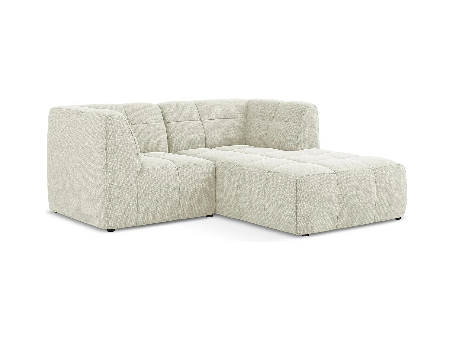 Canapé d'angle 2,5 places modulaire droit en tissu bouclette - sable - ALOHA