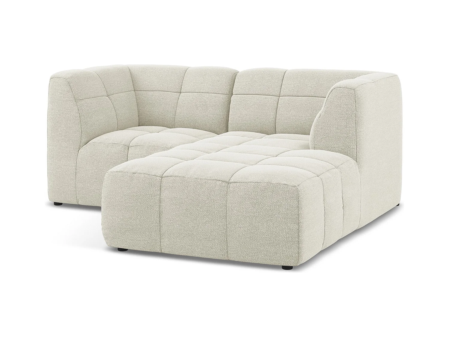 Canapé d'angle 2,5 places modulaire droit en tissu bouclette - sable - ALOHA