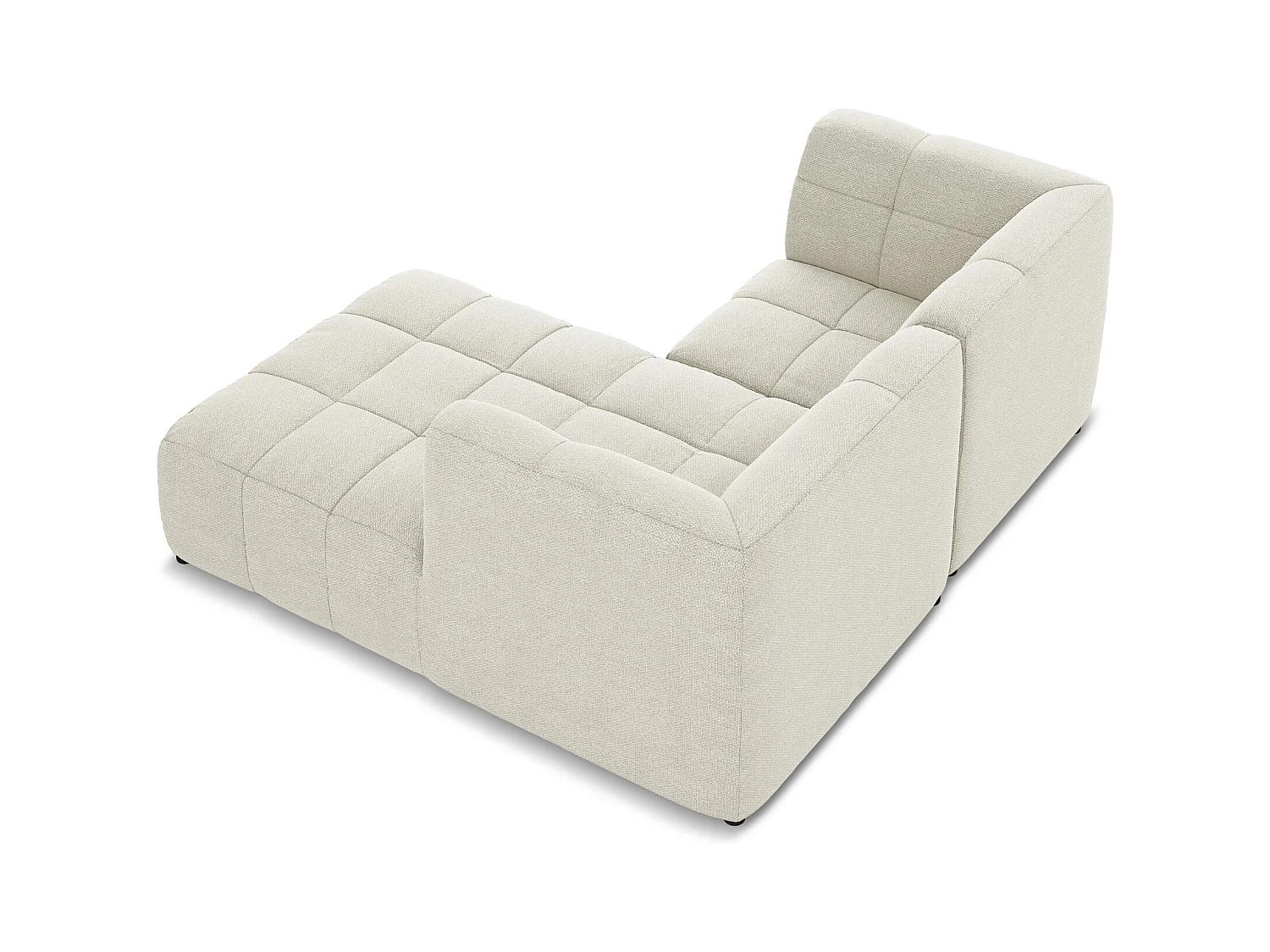 Canapé d'angle 2,5 places modulaire droit en tissu bouclette - sable - ALOHA