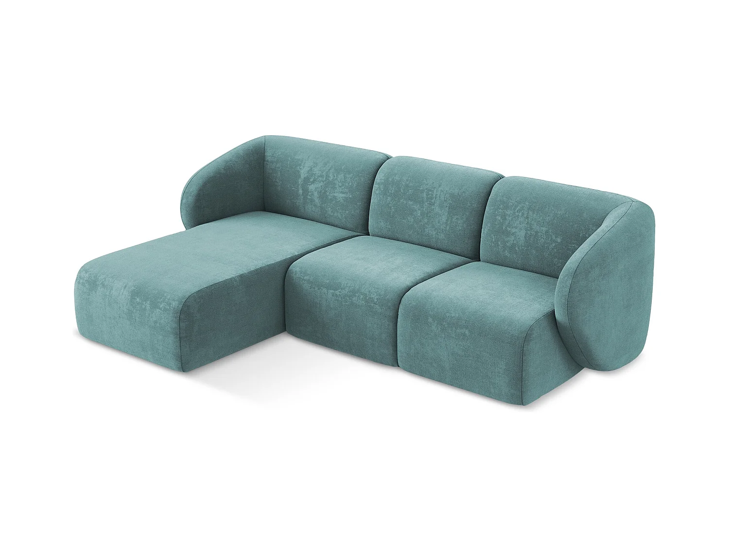 Canapé d'angle 3 places modulaire gauche en tissu chenille - jeans - LANI