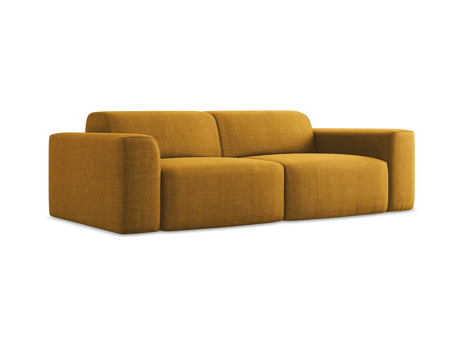 Driezits modulaire bank van mosterdgeel textuurstof - KELI