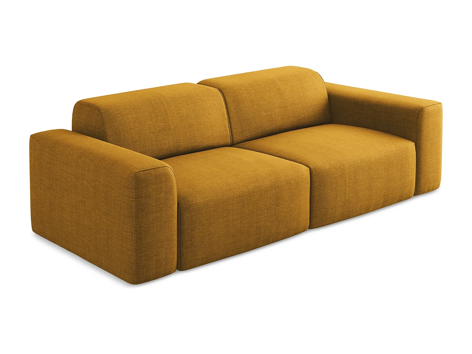 Canapé modulable 3 places en tissu texturé - moutarde - KELI