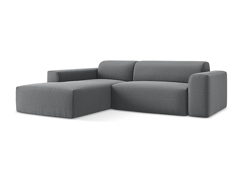 3-Sitzer Modulares Ecksofa - Ecke Links - Samt - Stahl - KELI