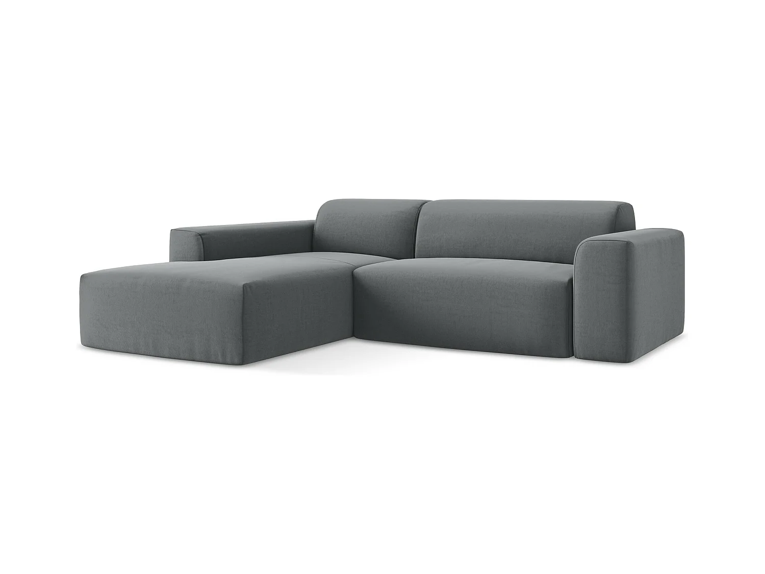 Canapé d'angle 3 places modulaire gauche en velours - acier - KELI