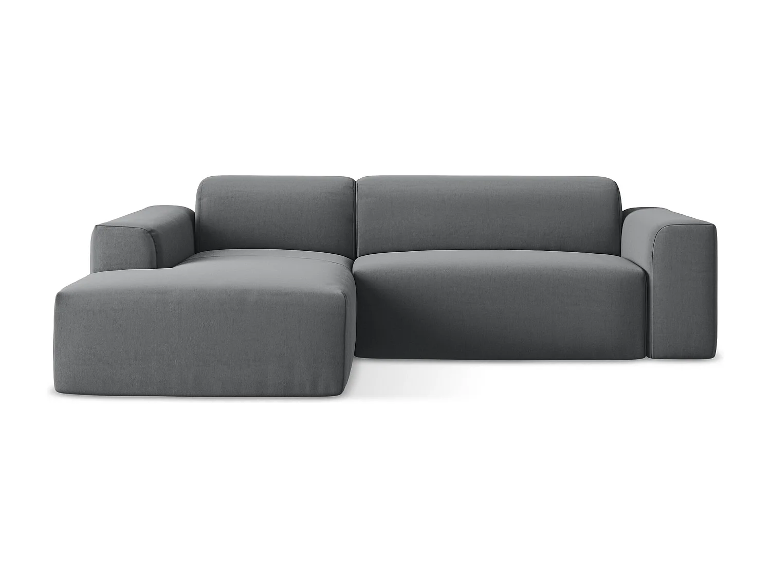 Canapé d'angle 3 places modulaire gauche en velours - acier - KELI