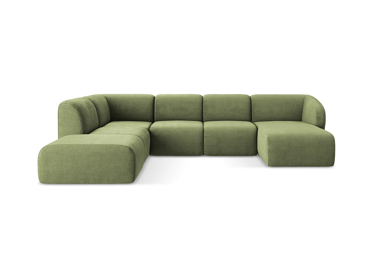 Sofa panoramiczna lewa - z tkaniny szenilowej - zielony - LANI