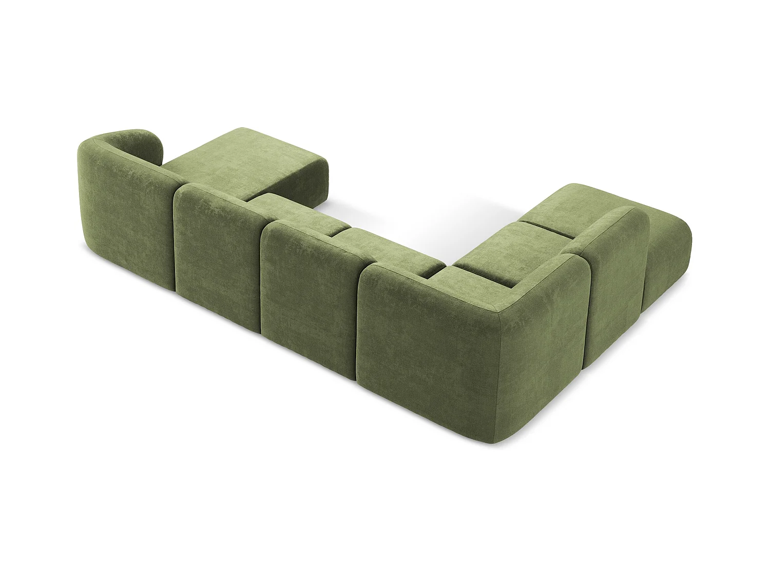 Sofa panoramiczna lewa - z tkaniny szenilowej - zielony - LANI