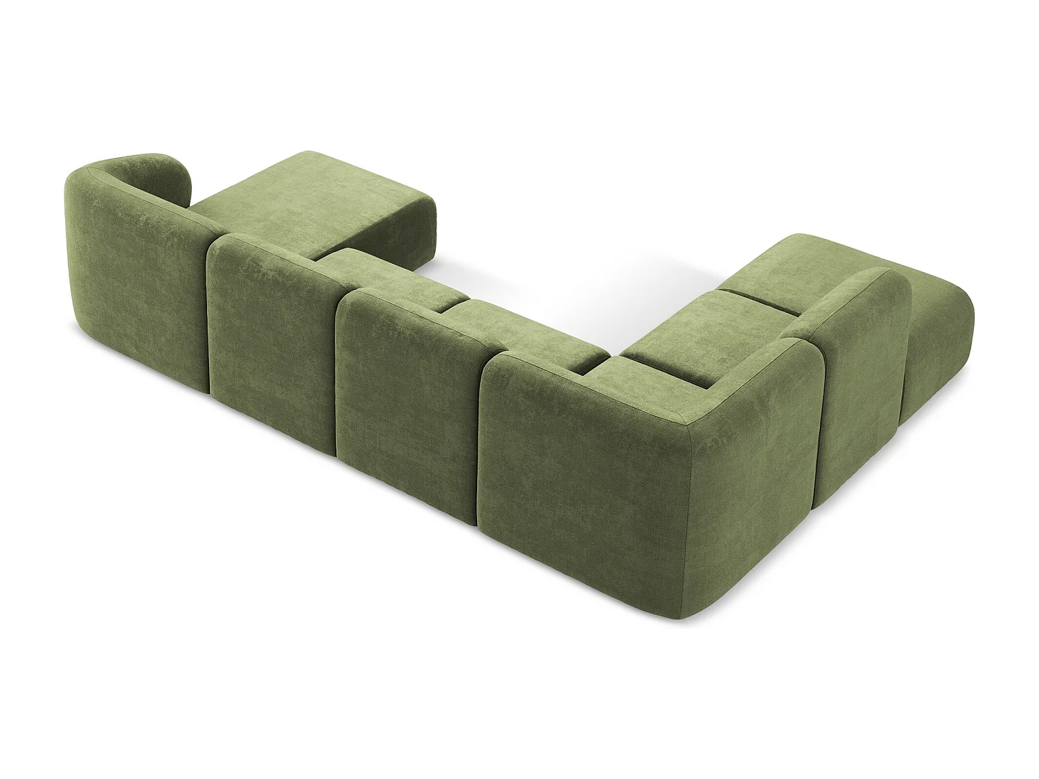 Canapé panoramique 5 places gauche en tissu chenille - vert - LANI