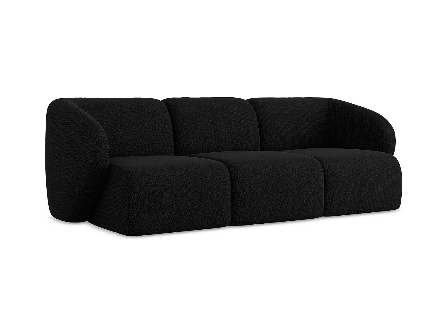 Modulares 3-Sitzer Sofa - - Bouclé - Schwarz - LANI