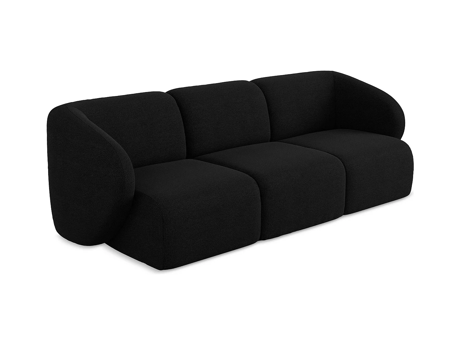 Canapé modulable 3 places en tissu bouclette - noir - LANI