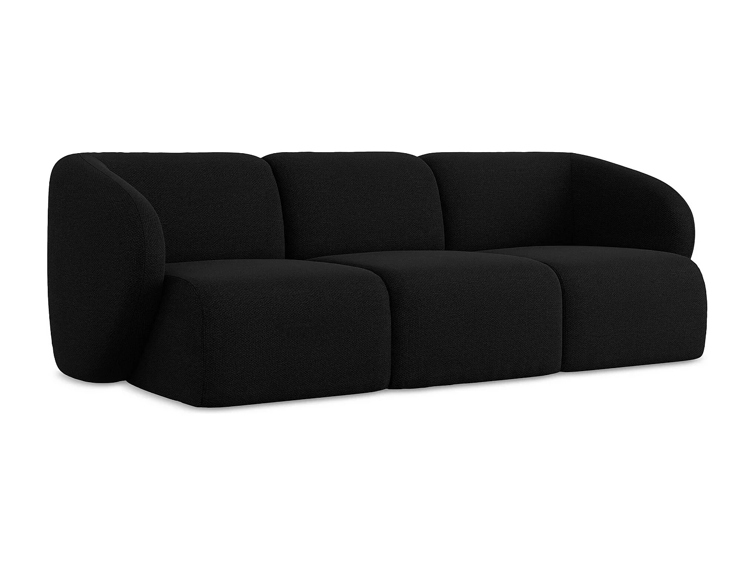 Canapé modulable 3 places en tissu bouclette - noir - LANI