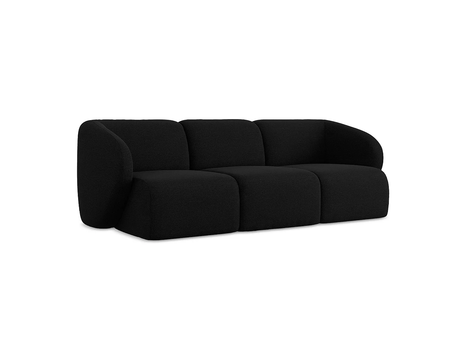 Modulares 3-Sitzer Sofa - - Bouclé - Schwarz - CERVO