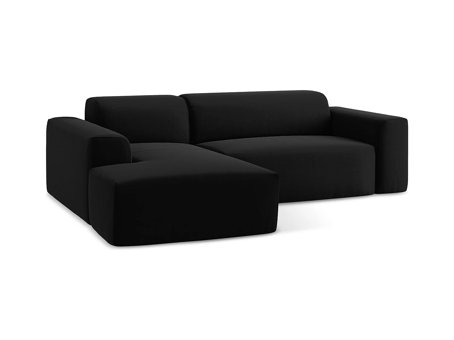 3-Sitzer Modulares Ecksofa - Ecke Links - Samt - Schwarz - KELI