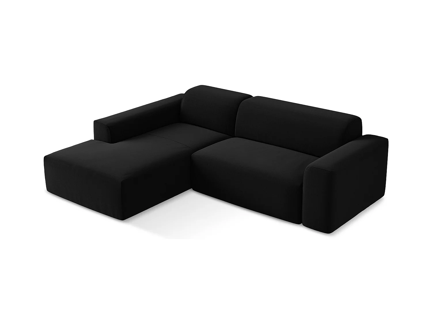 3-Sitzer Modulares Ecksofa - Ecke Links - Samt - Schwarz - KELI
