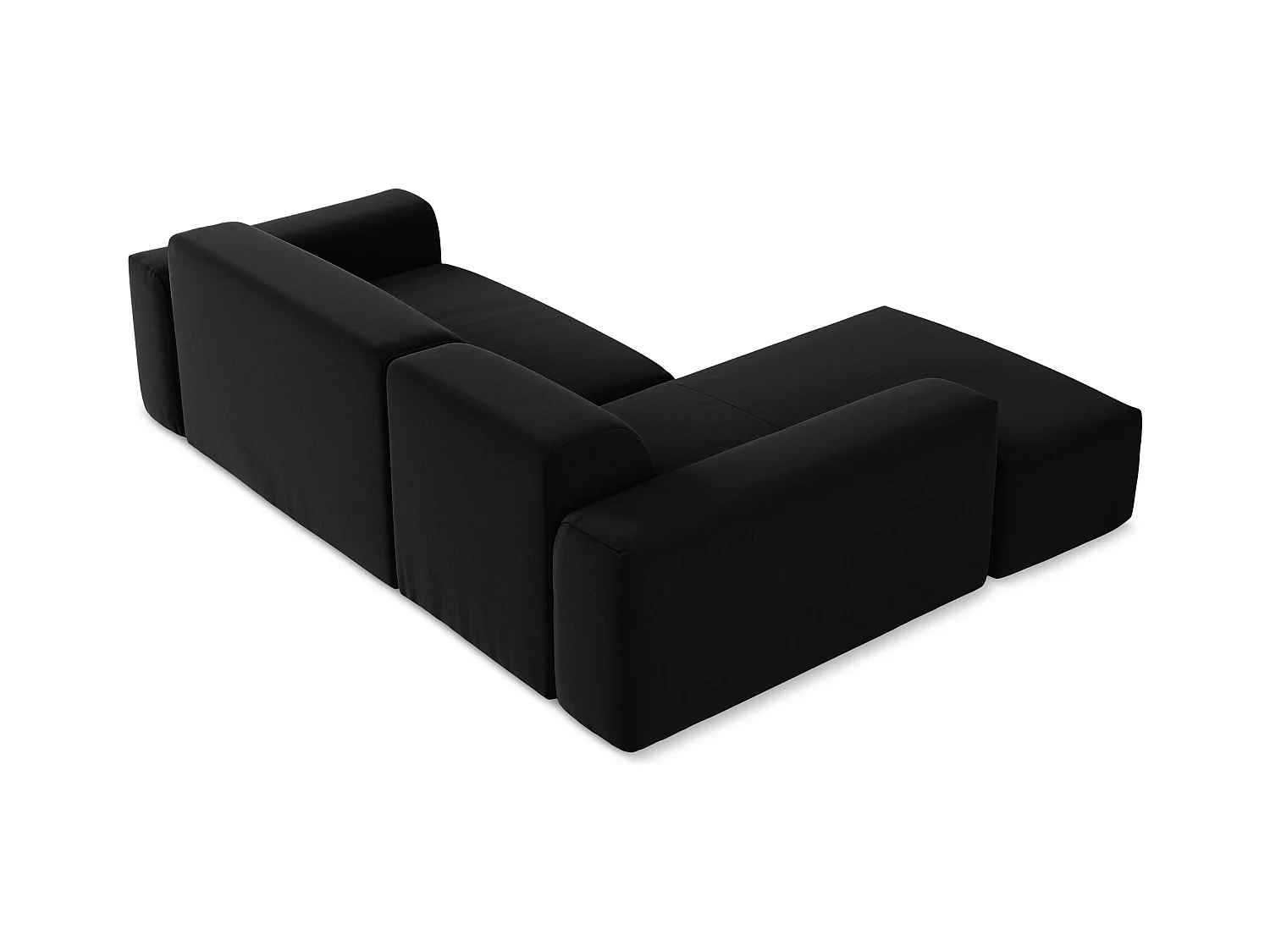 3-Sitzer Modulares Ecksofa - Ecke Links - Samt - Schwarz - KELI