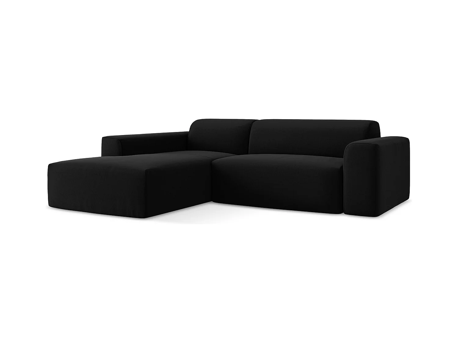 Canapé d'angle 3 places modulaire gauche en velours - noir - KELI