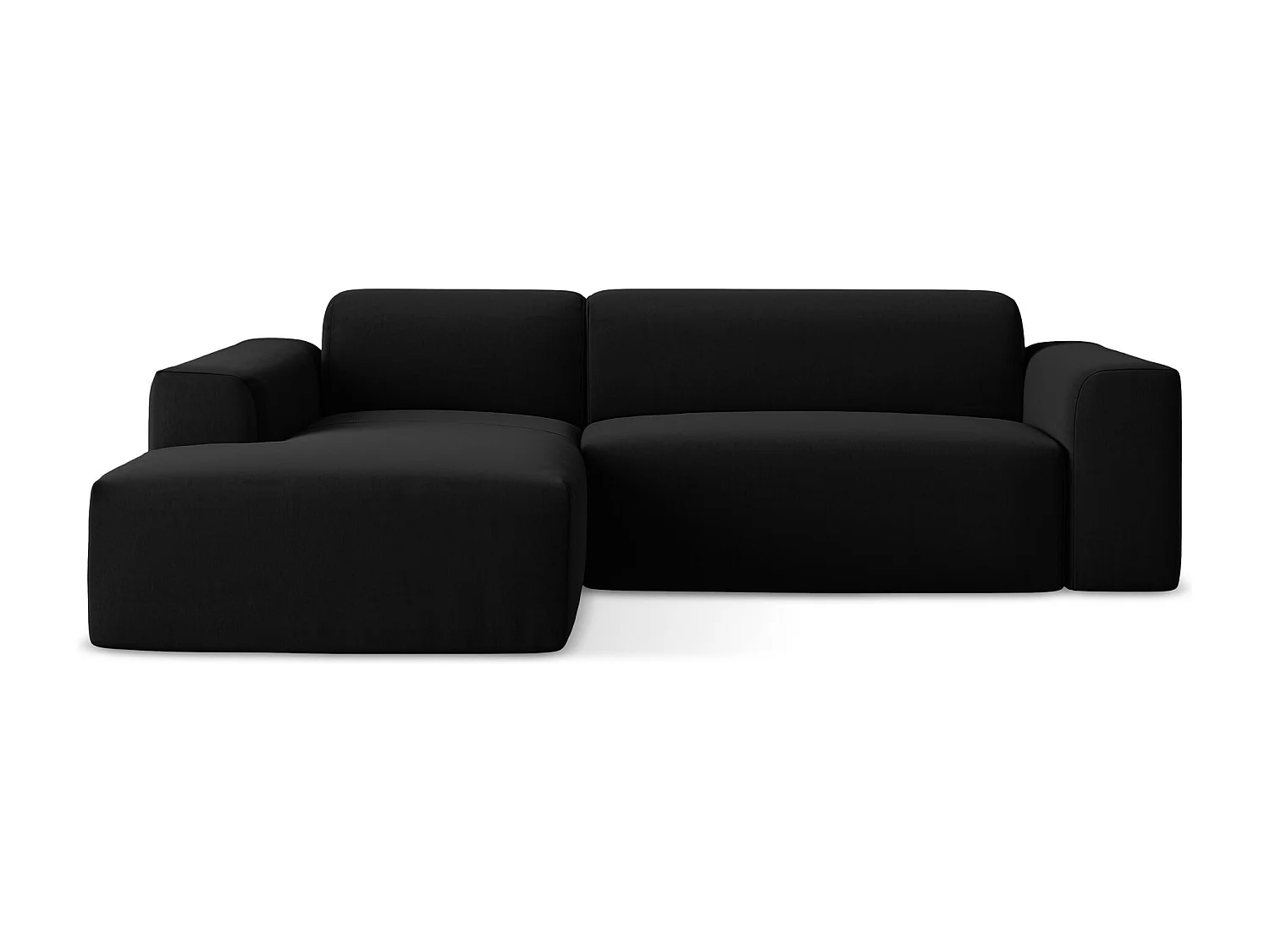 Canapé d'angle 3 places modulaire gauche en velours - noir - KELI