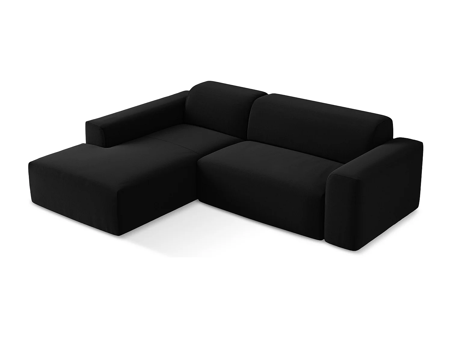 Canapé d'angle 3 places modulaire gauche en velours - noir - KELI