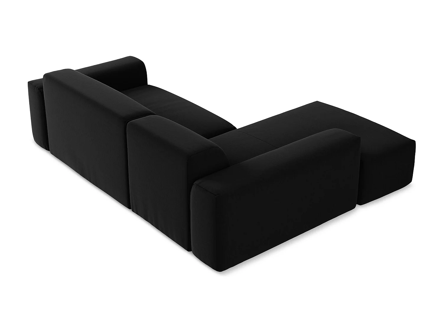 Canapé d'angle 3 places modulaire gauche en velours - noir - KELI