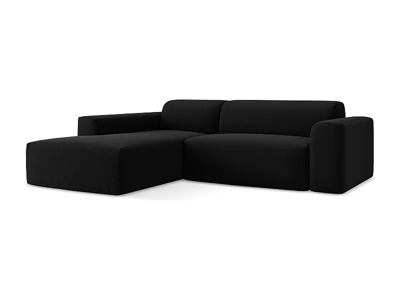 Canapé d'angle 3 places modulaire gauche en velours - noir - KELI