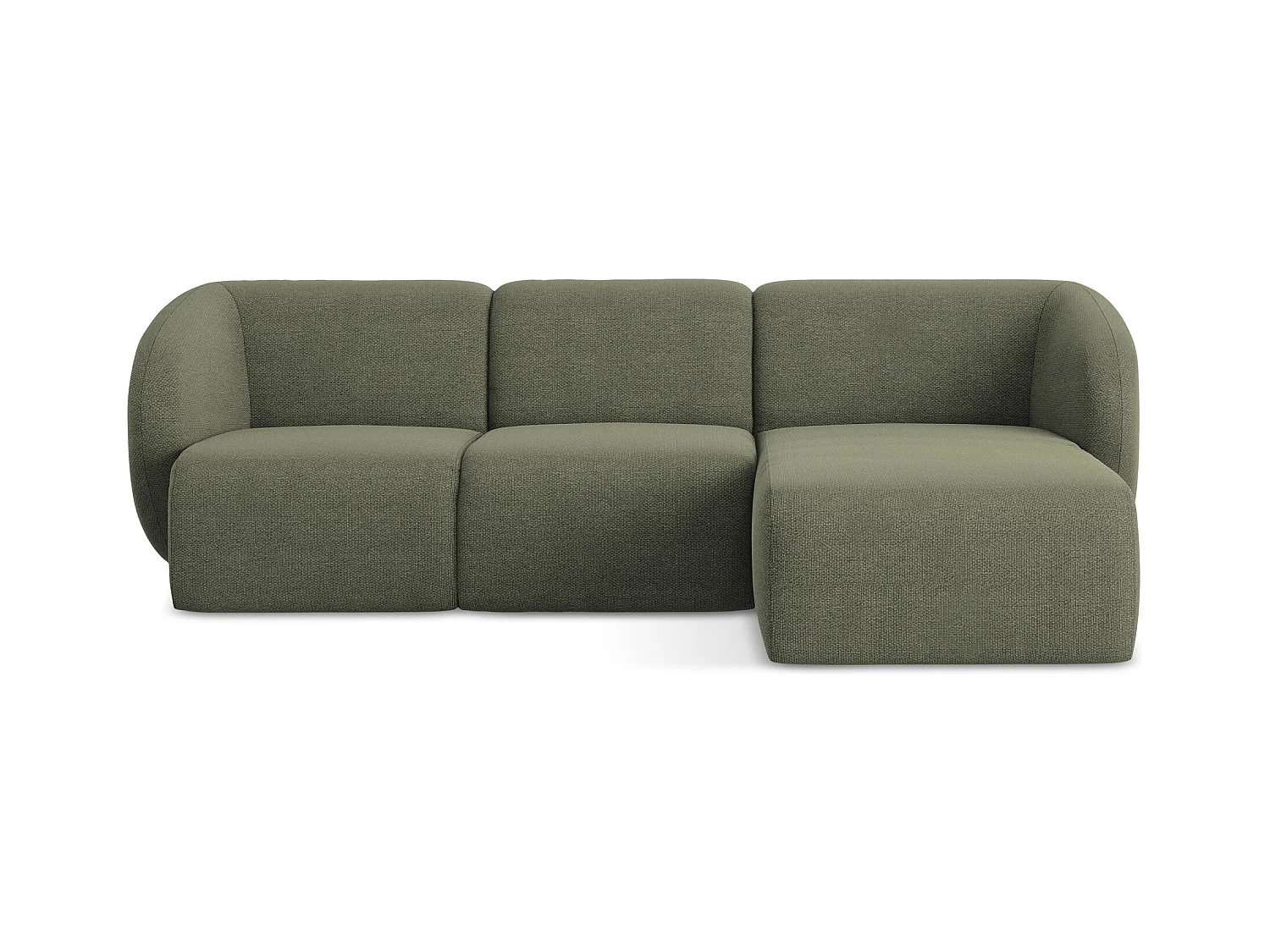 Narożnik prawostronny - z tkaniny bouclé - oliwkowy - LANI