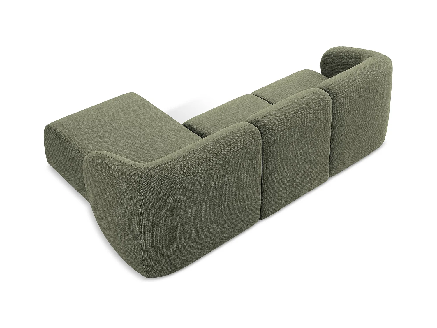 Narożnik prawostronny - z tkaniny bouclé - oliwkowy - LANI