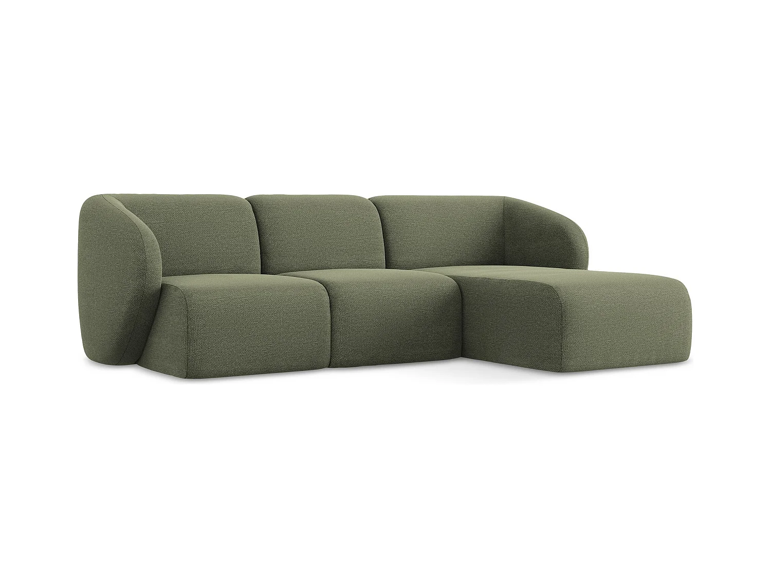 3-Sitzer Modulares Ecksofa - Ecke Rechts - Bouclé - Olive - LANI