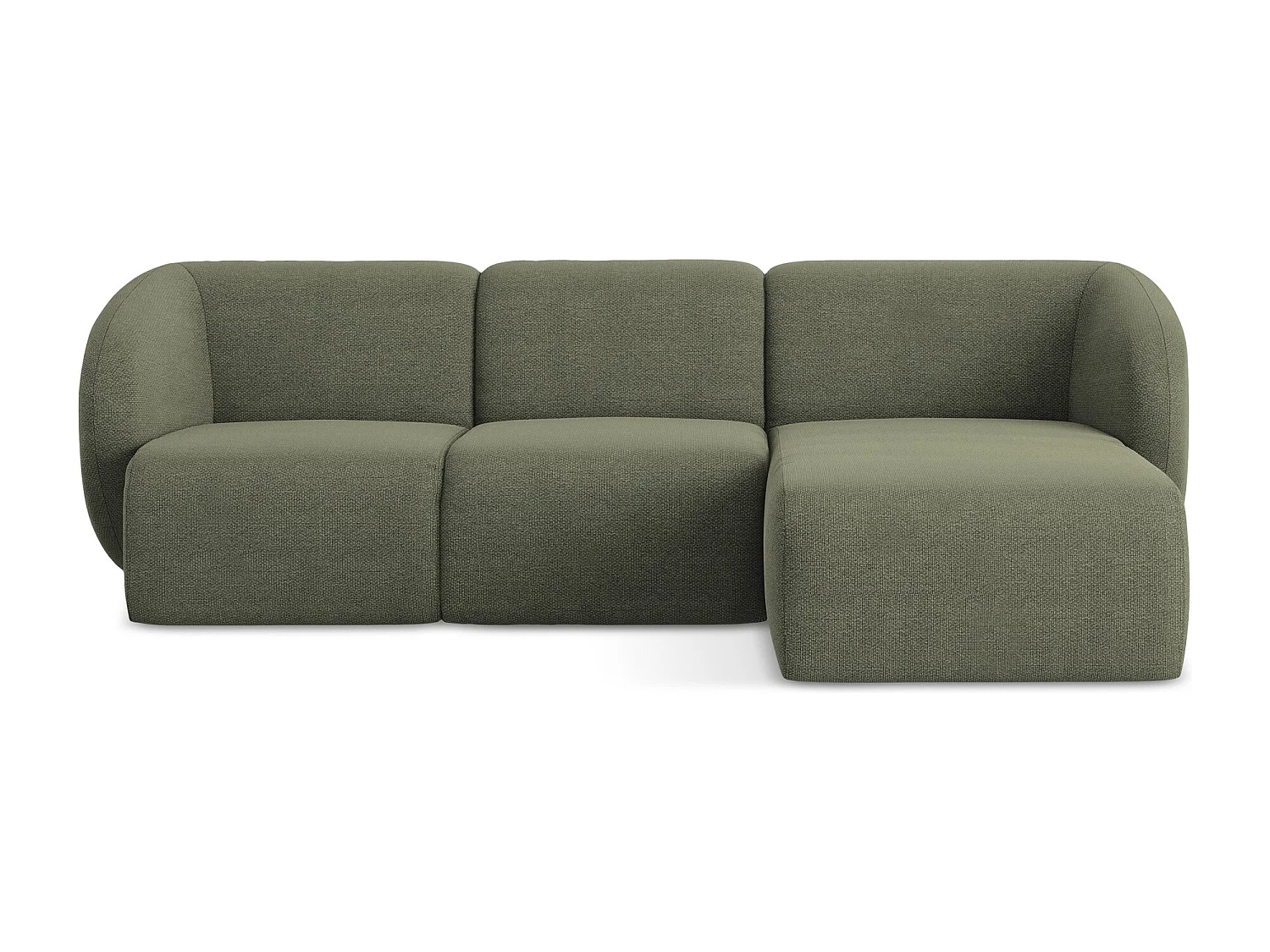 Canapé d'angle 3 places modulaire droit en tissu bouclette - olive - LANI