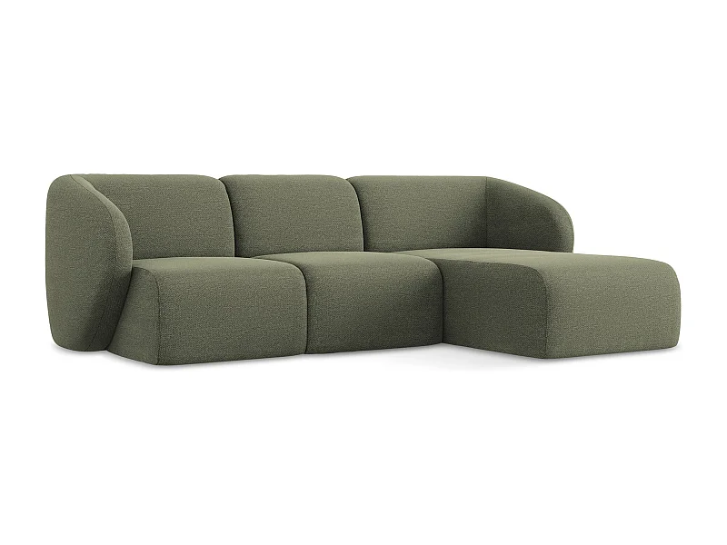 3-Sitzer Modulares Ecksofa - Ecke Rechts - Bouclé - Olive - LANI