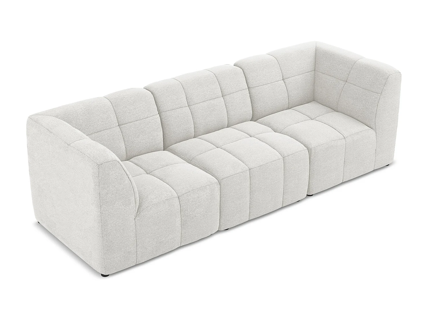 Canapé modulable 3 places en tissu bouclette - blanc - ALOHA