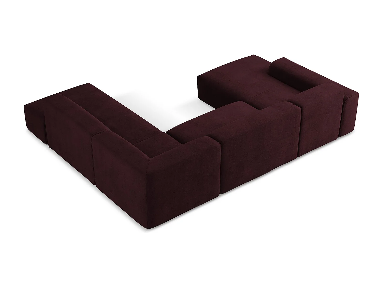 Canapé panoramique 5 places droit en tissu texturé - bordeaux - KELI