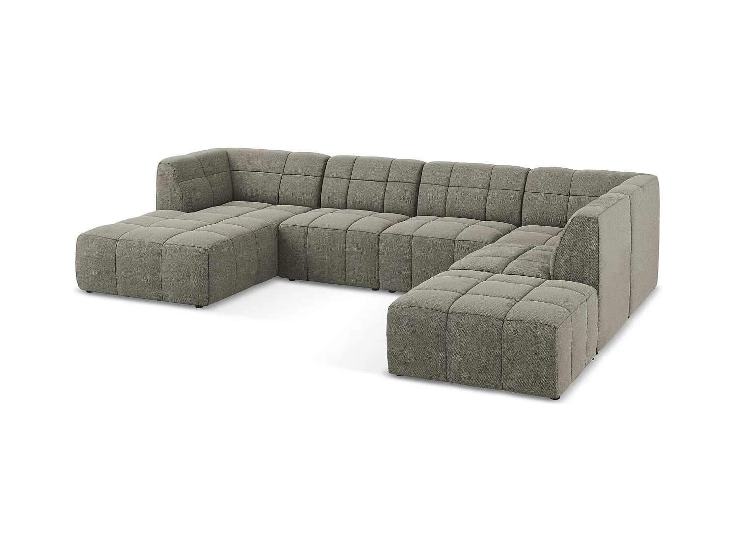 Panoramische hoekbank van grijs bouclé - ALOHA