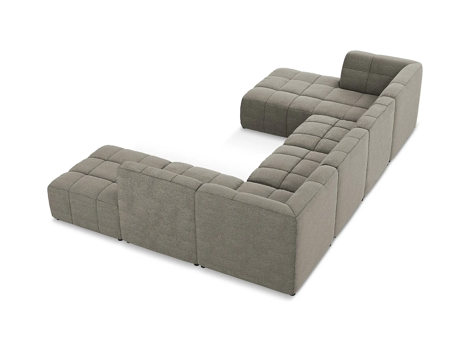 Panoramische hoekbank van grijs bouclé - ALOHA