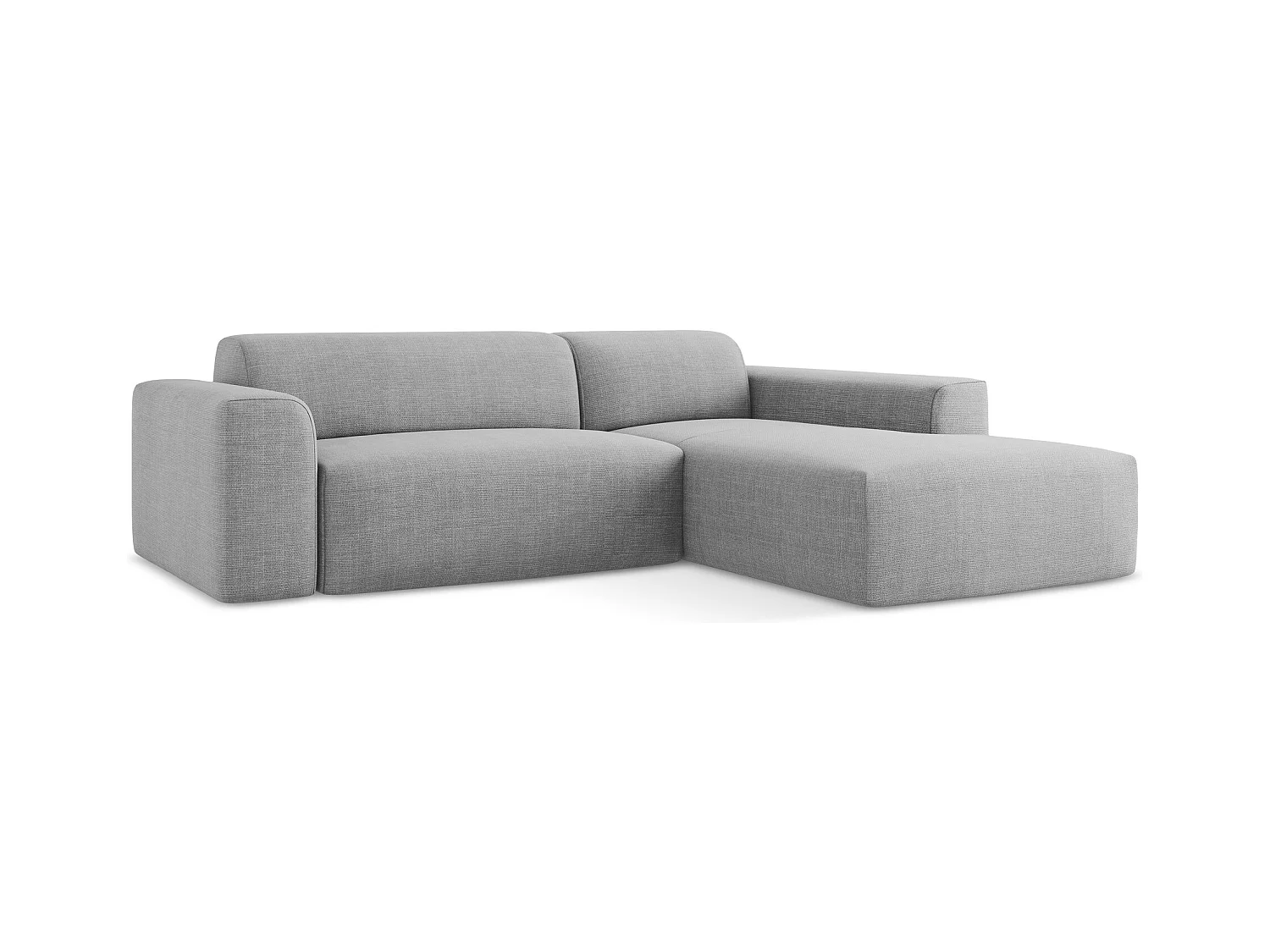 Modulaire hoekbank rechts van lichtgrijs textuurstof - KELI