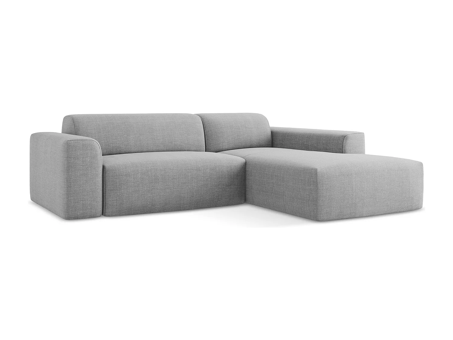 Modulaire hoekbank rechts van lichtgrijs textuurstof - KELI