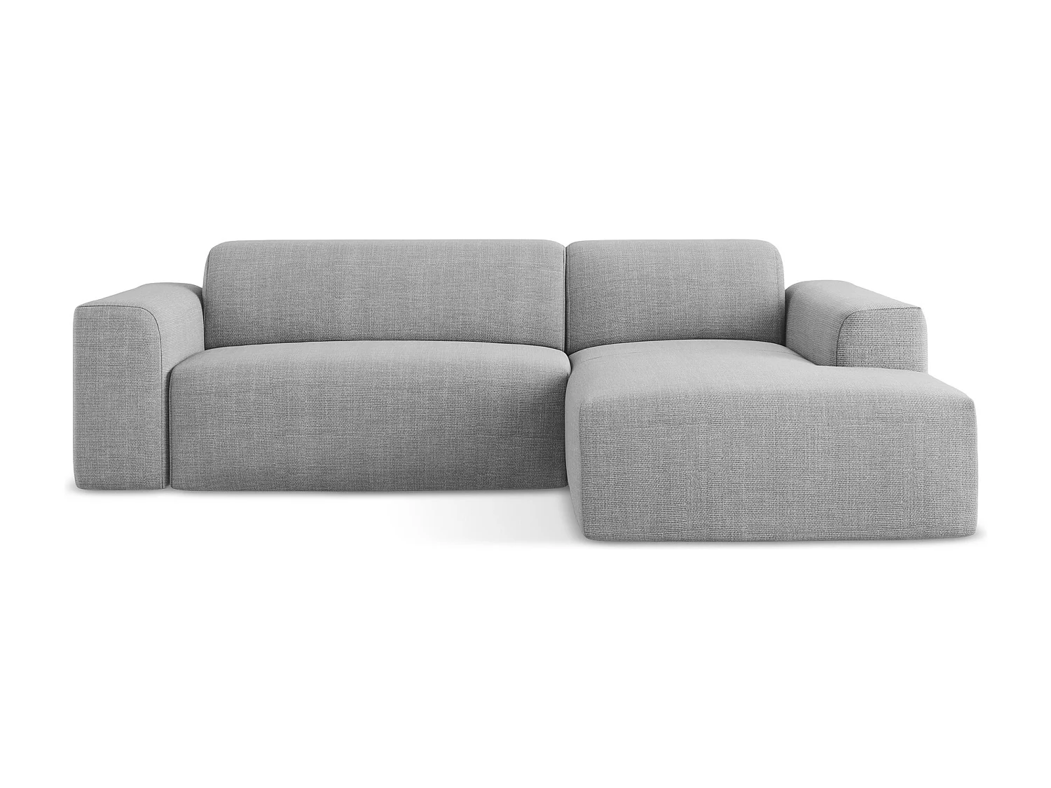 Modulaire hoekbank rechts van lichtgrijs textuurstof - KELI