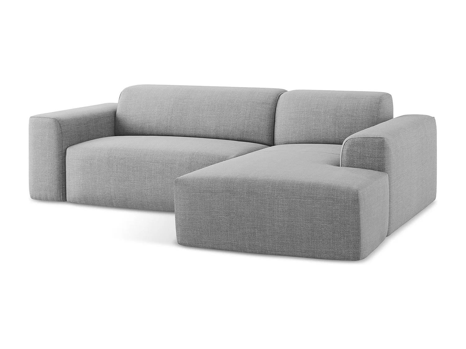 Modulaire hoekbank rechts van lichtgrijs textuurstof - KELI