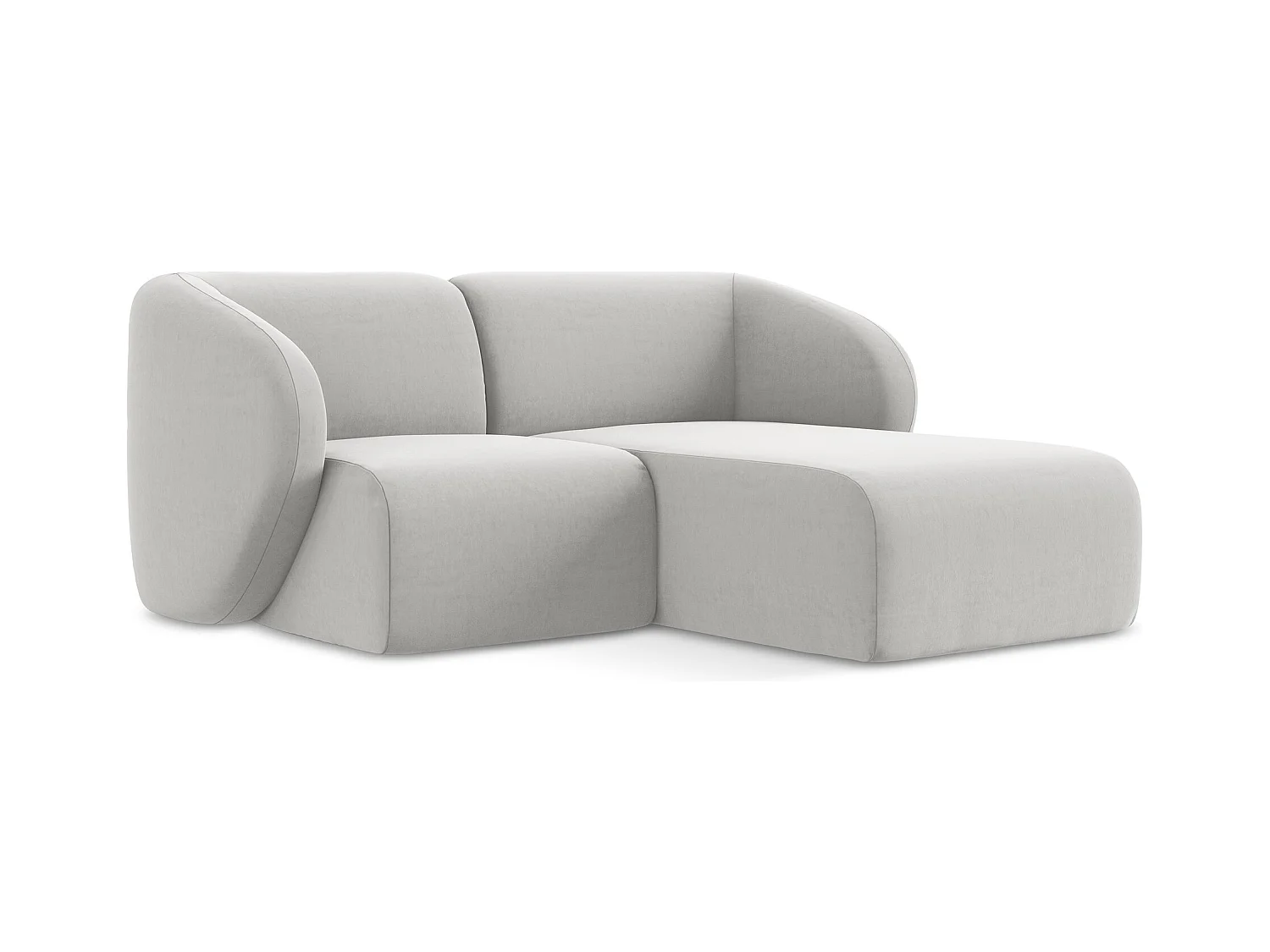 2,5-Sitzer Modulares Ecksofa - Ecke Rechts - Samt - Silber - LANI