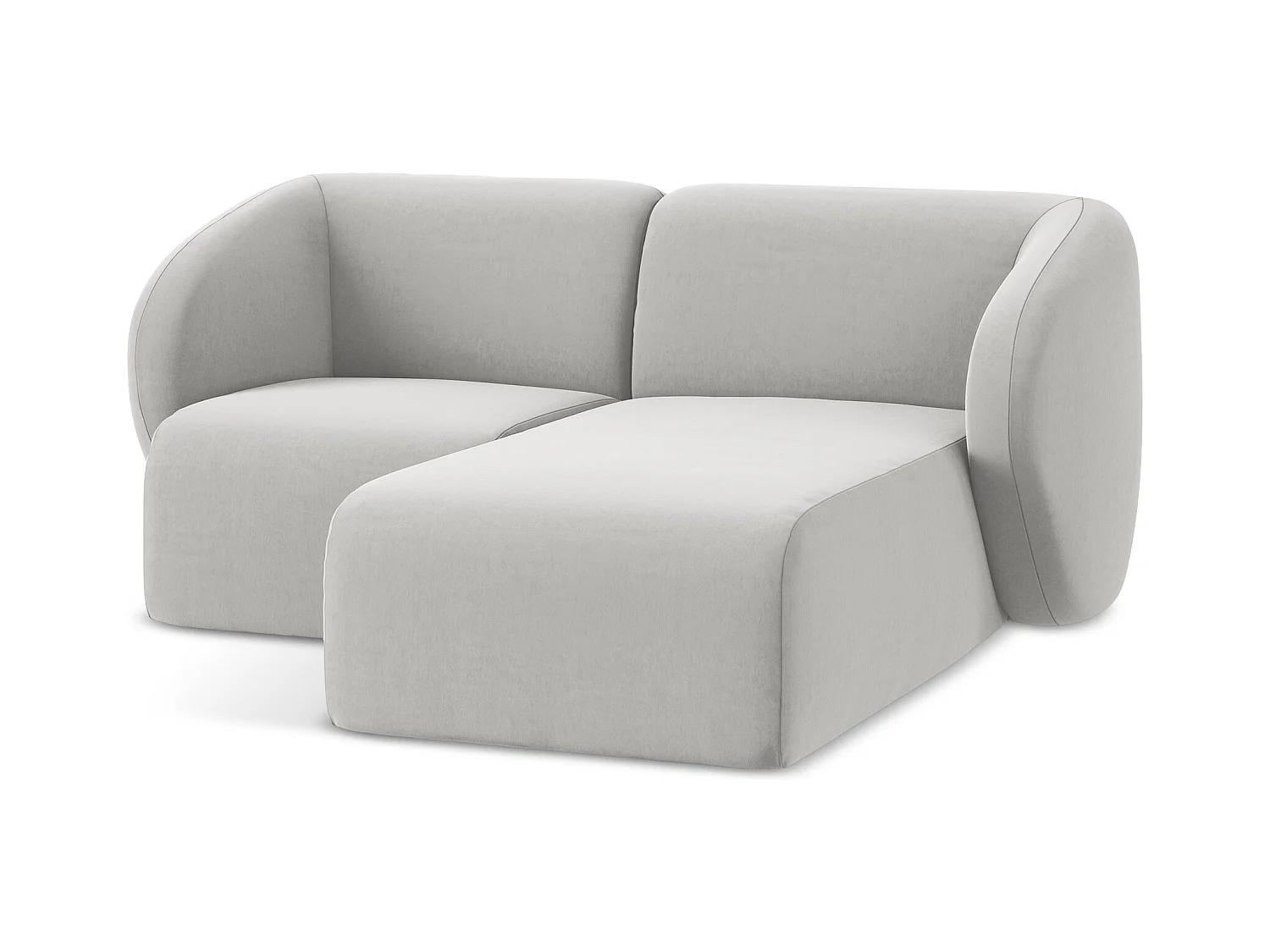 2,5-Sitzer Modulares Ecksofa - Ecke Rechts - Samt - Silber - LANI