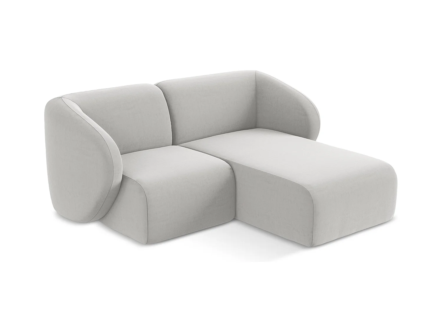 2,5-Sitzer Modulares Ecksofa - Ecke Rechts - Samt - Silber - LANI