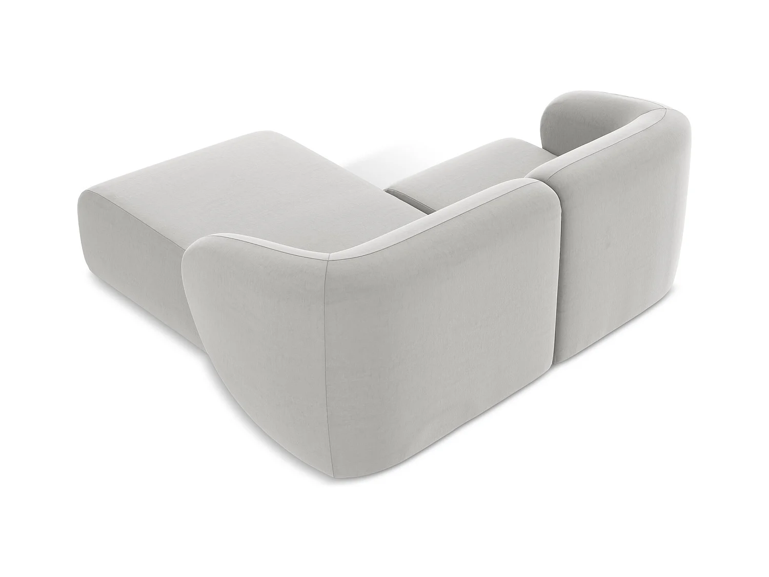 2,5-Sitzer Modulares Ecksofa - Ecke Rechts - Samt - Silber - LANI
