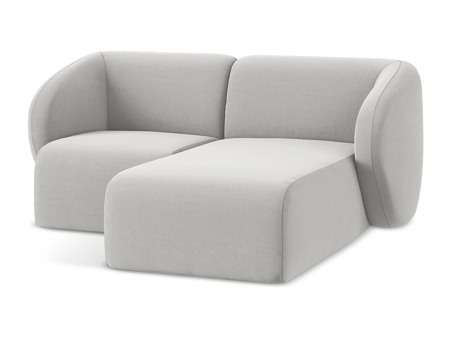 Modulaire hoekbank rechts van zilver velours - LANI