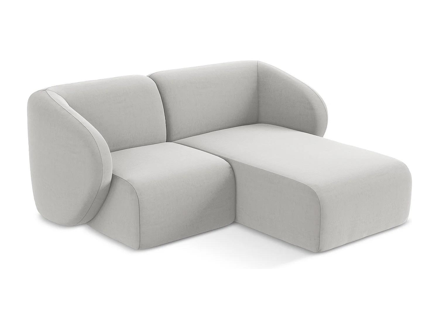 Modulaire hoekbank rechts van zilver velours - LANI