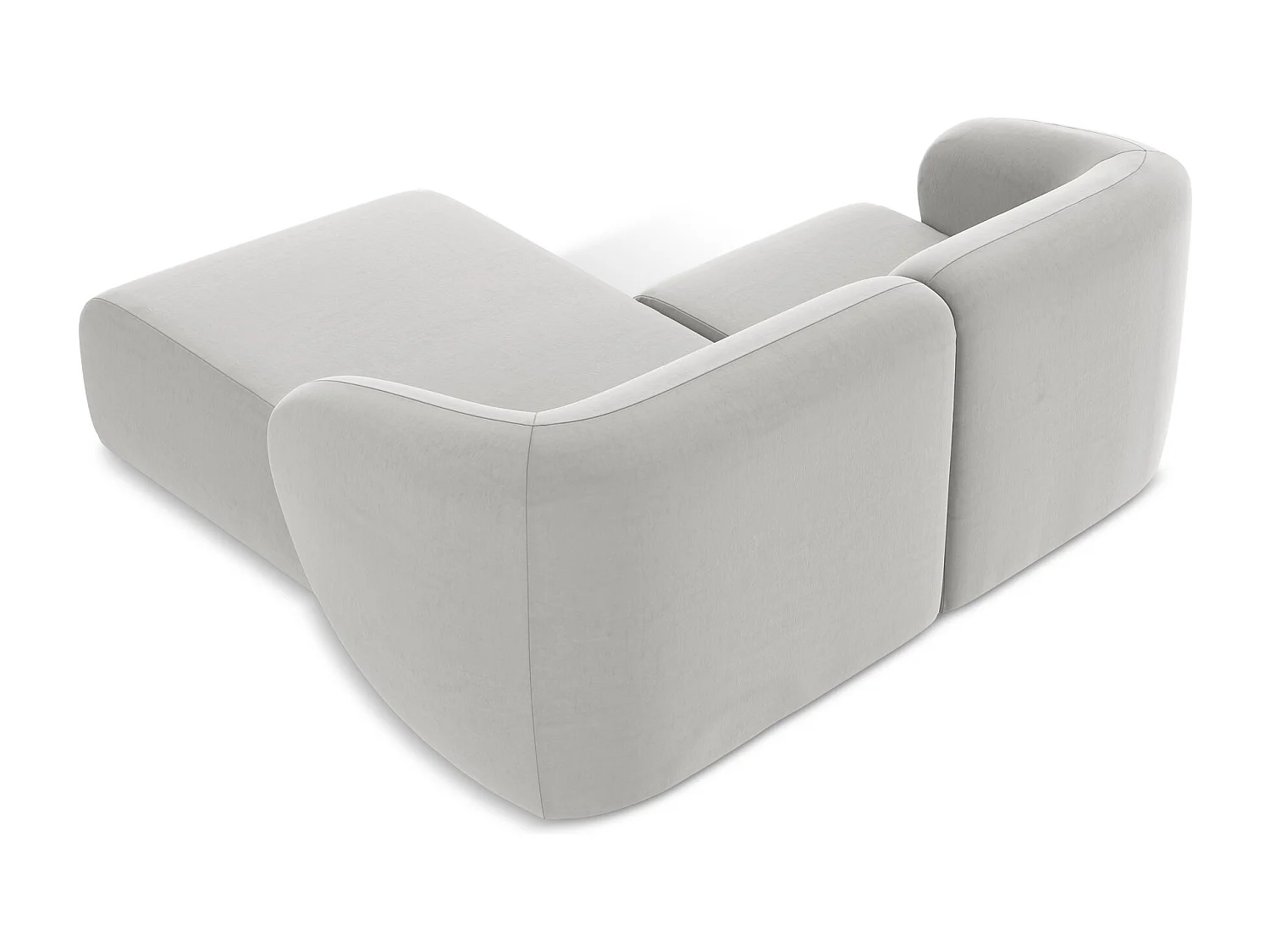 Modulaire hoekbank rechts van zilver velours - LANI