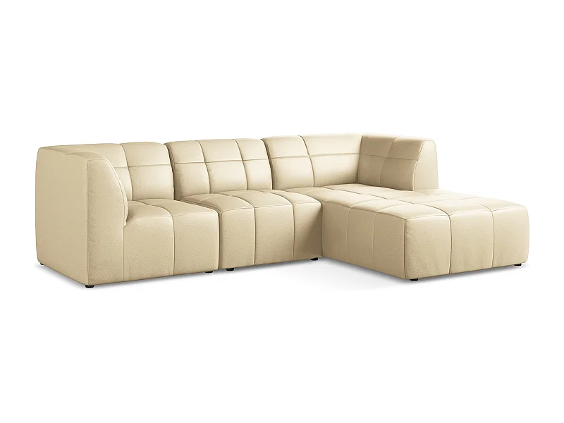 Modulaire hoekbank rechts van beige kunstleer - ALOHA