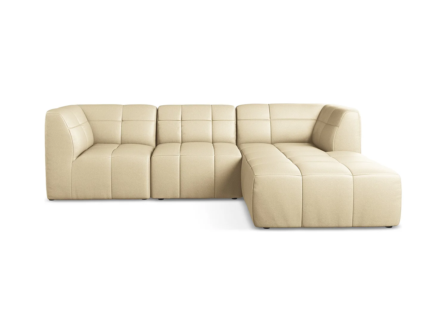 Modulaire hoekbank rechts van beige kunstleer - ALOHA